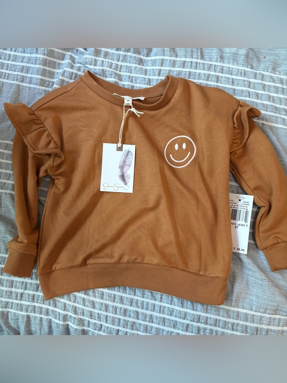 NWT Jessica Simpson Ruffle Smiley Sweater